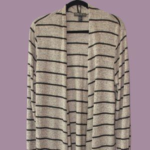 Long Beige and Black Stripped Cardigan